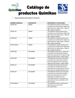 &bull; EMULSIFICANTES PARA ASFALTO Y ADITIVOS. NOMBRE