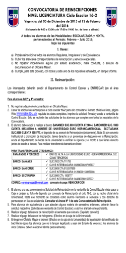 Convocatoria de Reinscripci&oacute;n Licenciatura 16-2