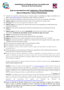 gu&iacute;a de documentos para tramitar el t&iacute;tulo profesional