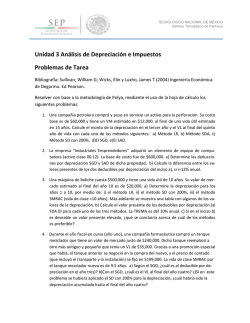 Unidad 3 An&aacute;lisis de Depreciaci&oacute;n e Impuestos Problemas de Tarea