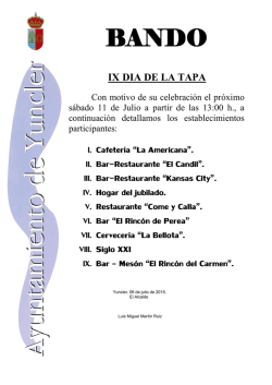 I. Cafeter&iacute;a &ldquo;La Americana&rdquo;. II. Bar-Restaurante &ldquo;El Candil&rdquo;. III. Bar