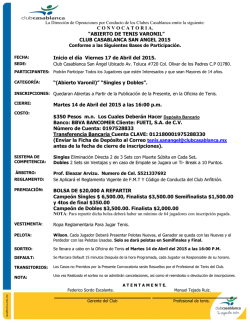 C O N V O C A T O R I A. &ldquo;ABIERTO DE TENIS