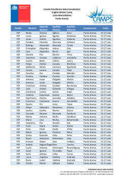 Listado Estudiantes Seleccionados(as) English Winter Camp Liceo