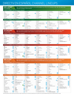 DIRECTV EN ESPA&Ntilde;OL CHANNEL LINEUPS