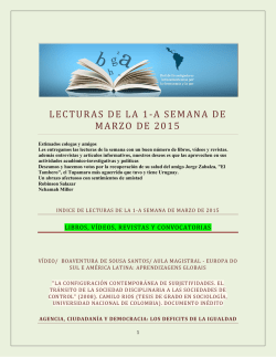 Lecturas de la Primera Semana de Marzo 2015