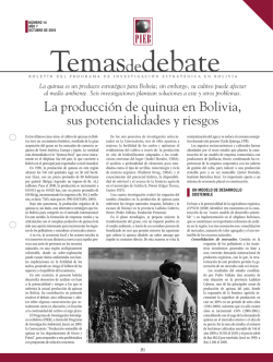 La producci&oacute;n de quinua en Bolivia, sus potencialidades y riesgos