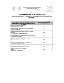 informe de avances en archivo 2015 calendario institucional de
