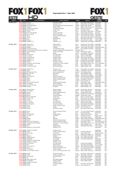 Programaci&oacute;n Fox 1 - Mayo 2015
