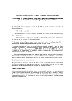 Oposici&oacute;n para Ingenieros de Minas del Estado. Convocatoria 2015