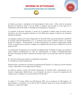 INFORME DE ACTIVIDADES - Asociaci&oacute;n Bancaria de Panam&aacute;
