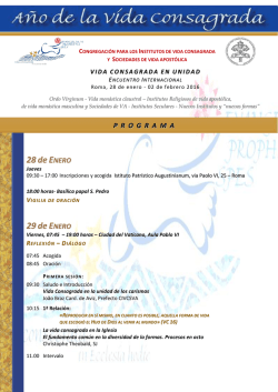 PROGRAMA 28deENERO - CONGREGAZIONE VITA CONSACRATA