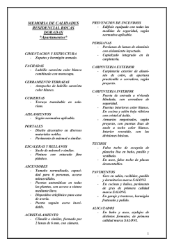 Memoria de calidades Residencial Rocas Doradas
