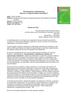 Pensamientos y Experiencias: Aportes a la Agroecolog&iacute;a Colombiana