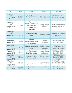 DIA HORA IGLESIA Pastor LUGAR