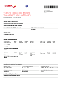 Tu billete electr&oacute;nico e itinerario./Your electronic ticket