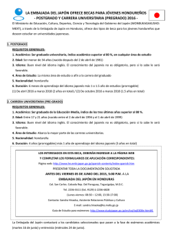 EMBAJADA DEL JAP&Oacute;N CONVOCA A BECAS