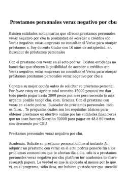 Prestamos personales veraz negativo por cbu