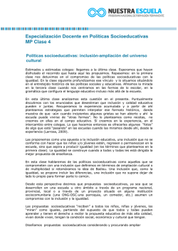 Especializaci&oacute;n Docente en Pol&iacute;ticas Socioeducativas MP Clase 4