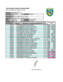 Universidad Cat&oacute;lica Andr&eacute;s Bello Notas Definitivas Examen Final