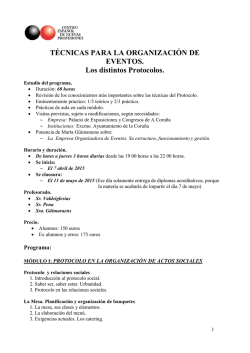 T&Eacute;CNICAS PARA LA ORGANIZACI&Oacute;N DE EVENTOS. Los distintos