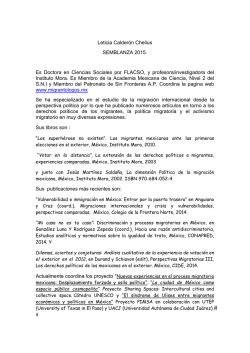 Leticia Calder&oacute;n Chelius SEMBLANZA 2015. Es Doctora en