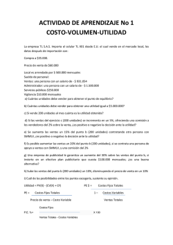 ACTIVIDAD DE APRENDIZAJE No 1 COSTO