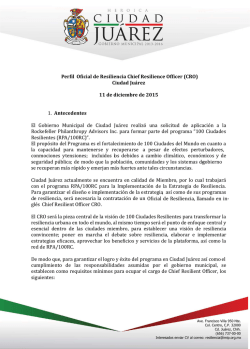 Per il O icial de Resiliencia Chief Resilience Of icer (CRO) Ciudad