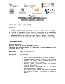 Programa Primer Encuentro Latinoamericano sobre Ciudades