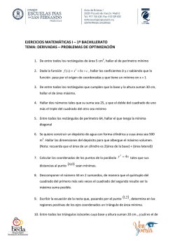 1&ordm; bachillerato tema: derivadas &ndash; problemas de optimizaci&oacute;n