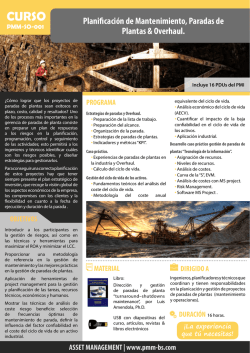 Planificaci&oacute;n de Mantenimiento, Paradas de Plantas & Overhaul.