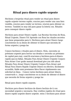 Ritual para dinero rapido urgente