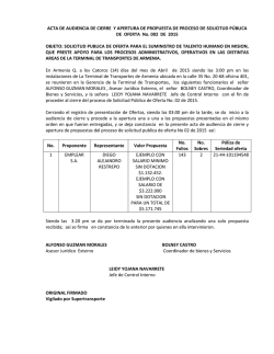 ACTA DE AUDIENCIA DE CIERRE Y APERTURA DE PROPUESTA