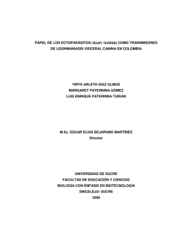 PAPEL DE LOS ECTOPAR&Aacute;SITOS (Acari: Ixodida)