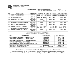 Cronograma de Asesor&iacute;as, Pruebas y Entrega
