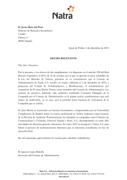 D. Javier Ruiz del Pozo Director de Mercados Secundarios CNMV