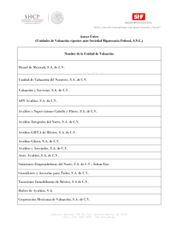 Unidades de Valuaci&oacute;n vigentes ante SHF