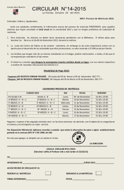 La Florida, Octubre 20 del 2015 Modalidad de Pago 2016: