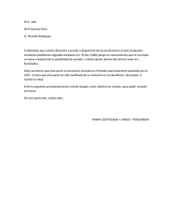 Al Sr. Jefe AFIP General Roca Cr. Ricardo Rodr&iacute;guez A sabiendas