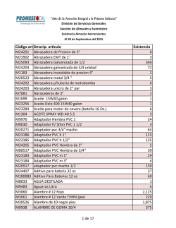 C&oacute;digo art.Descrip. art&iacute;culo Existencia M24201