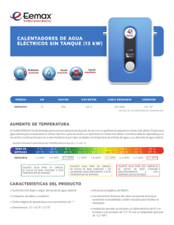 CALENTADORES DE AGUA EL&Eacute;CTRICOS SIN TANQUE (13 kW)