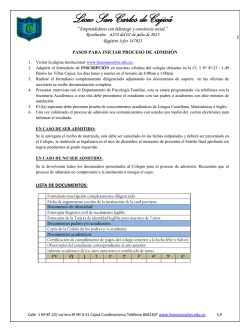 Proceso de admisi&oacute;n 2016