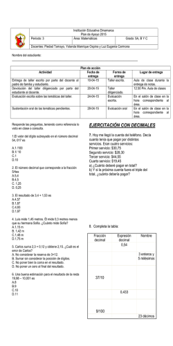 EJERCITACI&Oacute;N CON DECIMALES