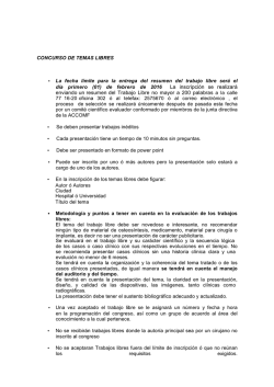 CONCURSO DE TEMAS LIBRES &bull; La fecha l&iacute;mite para la entrega