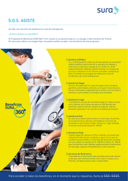 Beneficios SURA 360&ordm; en S.O.S. ASISTE (Asistencias)