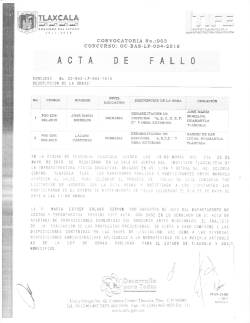 FALLO d - ITIFE Instituto Tlaxcalteca de la Infraestructura F&iacute;sica