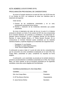 ACTA N&Uacute;MERO 3 (ELECCIONES 2015