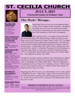 JULY 5, 2015 - St Cecilia Catholic Church