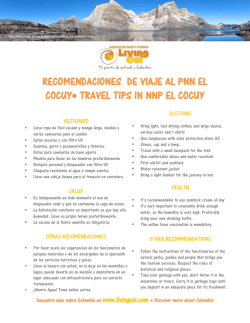 recomendaciones de viaje al pnn el cocuy&bull; travel tips in nnp el cocuy