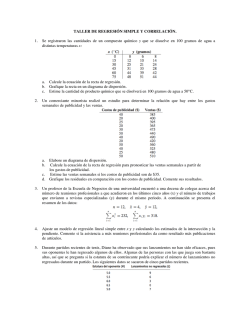 TALLER DE REGRESI&Oacute;N SIMPLE Y CORRELACI&Oacute;N. 1. Se