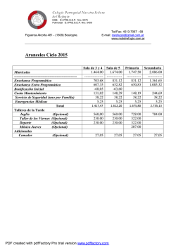 Aranceles hasta julio 2015 - Nuestra Se&ntilde;ora del Refugio